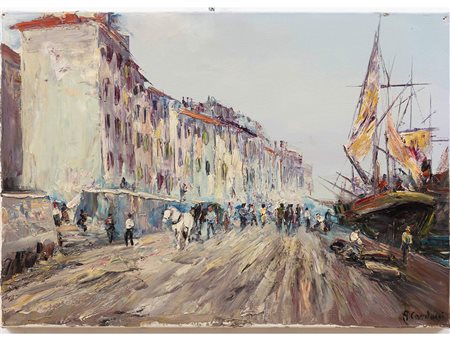 Adolfo Carducci (1901-1984) Porto 47x67 cm Olio su tela