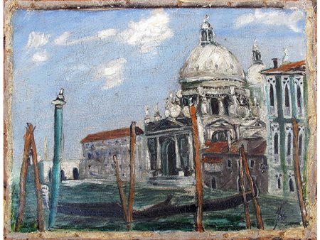 Firma illeggibile (XX secolo) Venezia-Santa maria della salute 30x40 cm Olio...