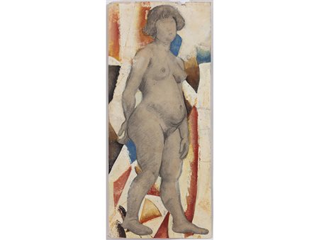 Olga Alexandrovna Sokolova (1898-1991) Nudo 31x13,4 cm Tecnica mista su carta