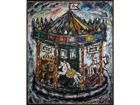 Raoul Schultz (1931-1971) Giostra 75,5x60,5 cm Olio su tela