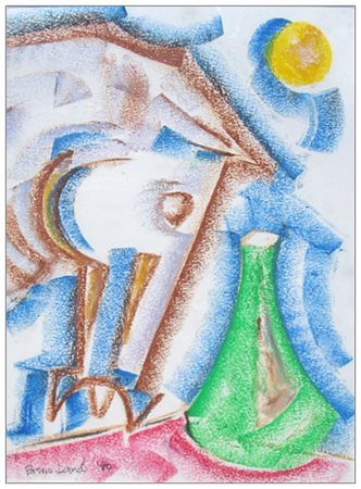 BRUNO LANDI Roma 1941 Senza titolo 1980 Pastelli a cera su carta 26 x 19....