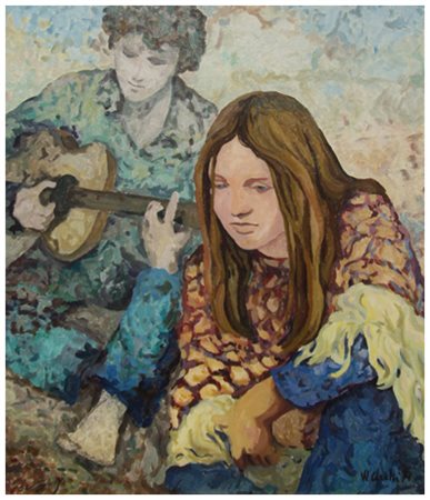 WALTER CECCHI Firenze 1928 – Livorno 2005 Pensieri 1971 Olio su tela 70 x 60....