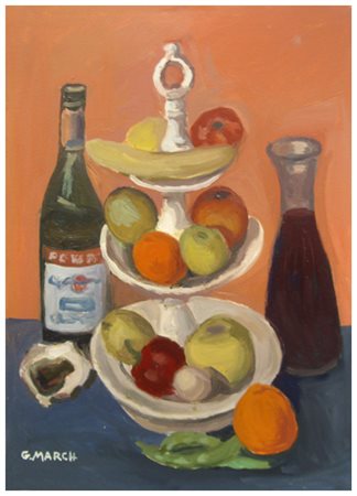 GIOVANNI MARCH Tunisi (Tunisia) 1894 – Livorno 1974 Fruttiera a piramide Olio...