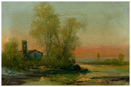 HENRY MARKO' Firenze 1855 – Lavagna 1921 Senza titolo Olio su tavola 10 x...