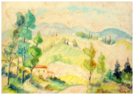 ANGELO SIRIO PELLEGRINI Livorno 1908 – Livorno 1997 Senza titolo Olio su tela...