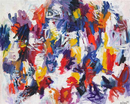 SAVERIO RAMPIN 1930 - 1992 Senza titolo, 1952 Olio su tavola, cm. 83 x 102...