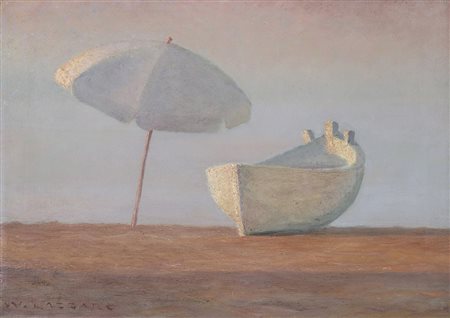 WALTER LAZZARO 1914 - 1989 Senza titolo Olio su tela, cm. 50 x 70 Firmato in...