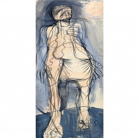 TINO VAGLIERI 1929 - 2000 Senza titolo, 1958 Tecnica mista su carta su tela,...