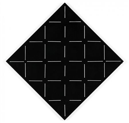 EDOARDO LANDI 1937 Struttura 62, 1969 Fili elastici applicati su tavola, cm....