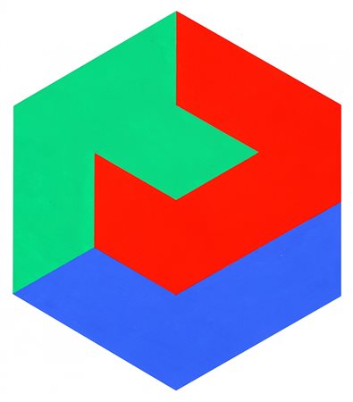 EDOARDO LANDI 1937 Cubo 07.96, 1996 Acrilico su cartoncino, cm. 36 x 30...