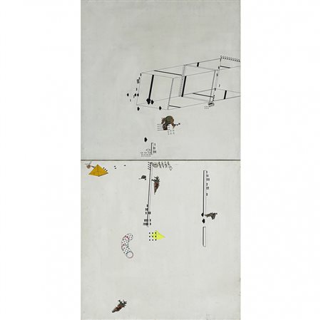 GIANNI EMILIO SIMONETTI 1940 Senza titolo, 1969 Dittico, tecnica mista su...