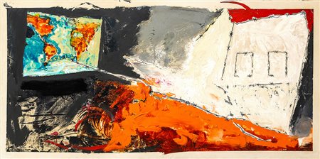 MARIO SCHIFANO 1934 - 1988 Campi profughi, 1991 Smalto e tecnica mista su...