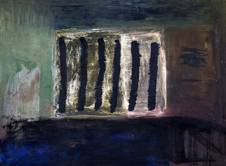 ARTURO VERMI 1928 - 1988 Senza titolo, 1959 Olio su tela, cm. 96 x 130...