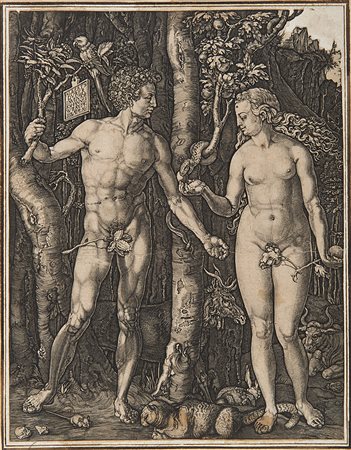 Johannes Wierix (Anversa 1549 - Bruxelles 1620)Adamo ed Eva, da Albrecht...