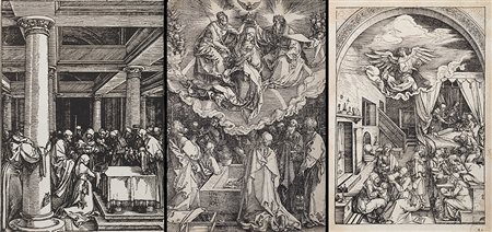 Lotto composto da tre xilografie di Albrecht Durer (Norimberga 1471-1528)...