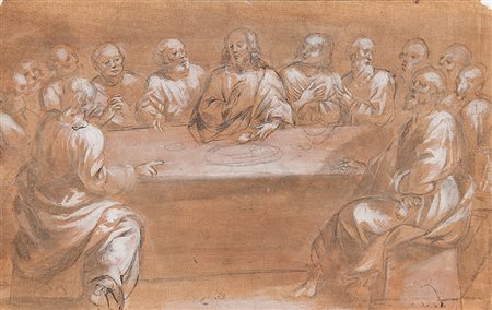 Belisario Corenzio (Acaia 1558 - Napoli 1640)(attr.)Ultima cena (recto);...