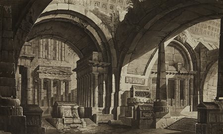 Scenografo del secolo XVIIIStudio per un tempio anticoPenna e acquerello...