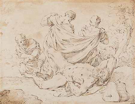 Giuseppe Maria Mitelli (Bologna 1634 - 1718)(attr.)Ebbrezza di NoèPenna e...