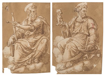 Artista romano della fine del secolo XVIDue disegni raffiguranti "San Pietro"...