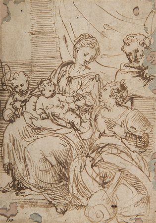 Artista del secolo XVIISacra Famiglia con San Giovannino e Santa Caterina...