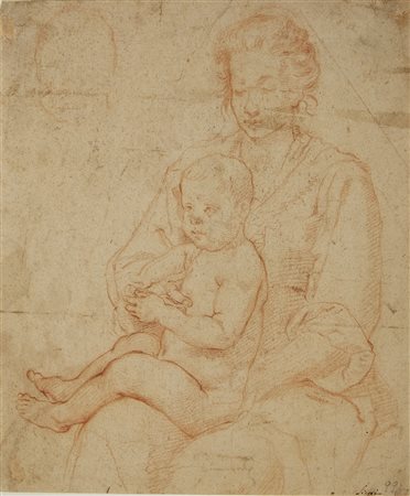 Lorenzo Lippi (Firenze 1606 - 1664)(attr.)Madre con bambinoSanguigna su carta...