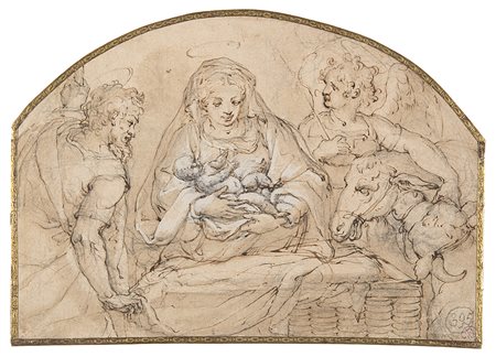 Pieter De Witte (Bruges 1548 - Monaco di Baviera 1628)Sacra famigliaPenna e...