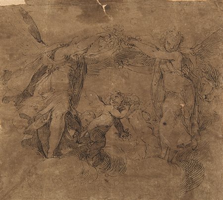 Scuola italiana del secolo XVIIStudio di angeliPenna e inchiostro bruno su...