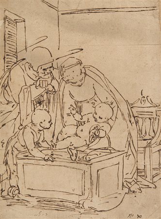 Seguace di Luca CambiasoSacra Famiglia con San GiovanninoPenna e inchiostro...