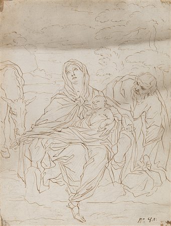 Artista della fine del secolo XVIIRiposo durante la fuga in EgittoPenna e...