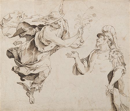 Artista del secolo XVIIMercurio dona a Odisseo l'erba MolyPenna e inchiostro...