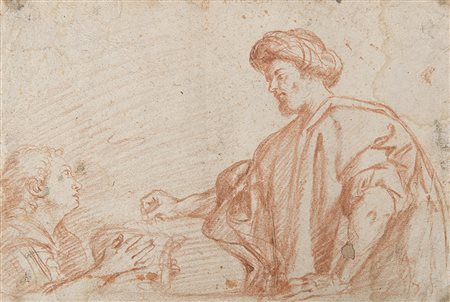 Artista del secolo XVIIStudio di due figureMatita rossa su carta mm...