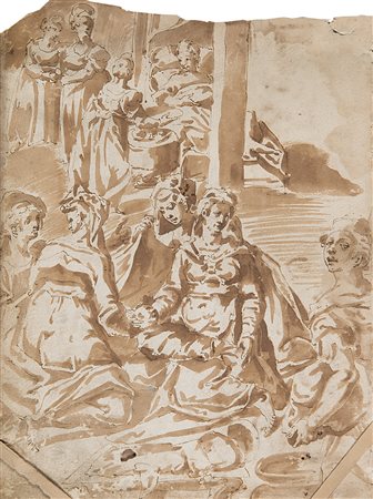 Artista del secolo XVIIStudi di decorazione, con applicato un piccolo schizzo...