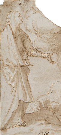 Artista del secolo XVIIFigura stantePenna e acquerello su carta mm...