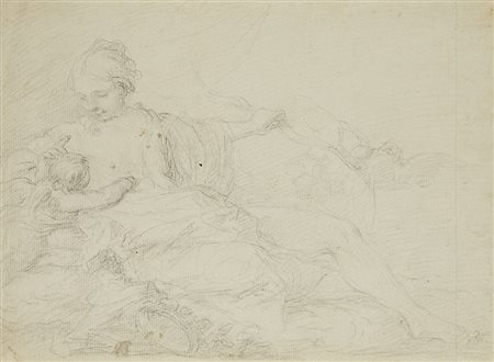 Marco Benefial (Roma 1684 - 1764)(attr.)Venere e CupidoMatita nera su carta...