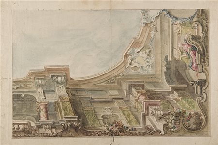 G. B. Ricardi architetto, fine secolo XVIIIStudio per soffittoAcquerello su...