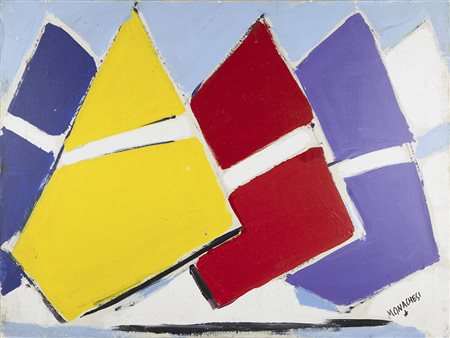 Sante Monachesi Macerata 1910 - Roma 1991 “Vele adriatiche” acrilico su tela...