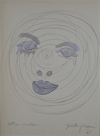 Giosetta Fioroni Roma 1932 "attesa circolare…" tecnica mista su carta anno...