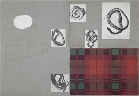 James Brown Los Angeles 1951 collage e tecnica mista su tela anno 1993 cm...