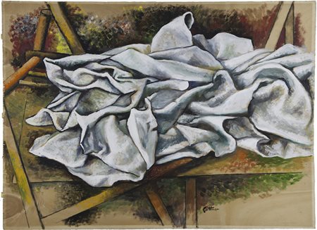 Renato Guttuso Bagheria 1911 – Roma 1987 olio su compensato databile 1982 cm...