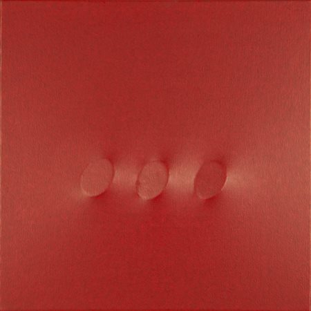 Turi Simeti Alcamo 1929 " Tre ovali rossi " acrilico su tela anno 2016 cm...
