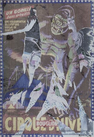 Mimmo Rotella Catanzaro 1918 – Milano 2006 "Un Gorille" décollage su tela...