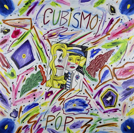 Bruno Donzelli Napoli 1941 " Cubismo pop" olio su tela cm 100x100 firmo in...