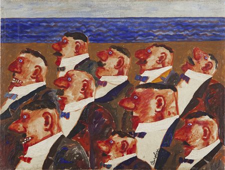 Franz Borghese Roma 1941 - 2005 olio su tela cm 30x40 firmato in basso verso...