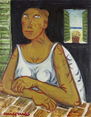 Giuseppe Migneco Messina 1903 – Milano 1997 olio su tela cm 45x35 firmato in...