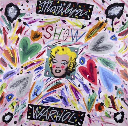 Bruno Donzelli Napoli 1941 "Show Warhol" olio su tela cm 100x100 firmo in...