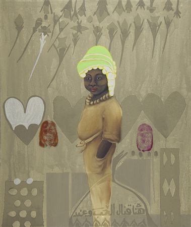 Fathi Hassan Cairo 1957 "Santa Nicaragua" pittura e tecnica mista su tela...