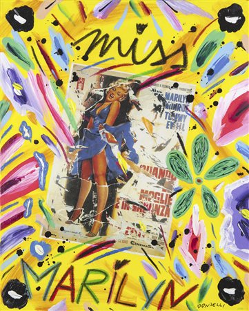 Bruno Donzelli Napoli 1941 " Miss Marilyn" olio su tela cm 50x40 firmo in...