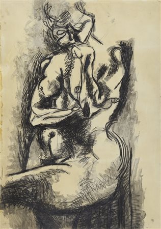 Renato Guttuso Bagheria 1911 – Roma 1987 carboncino, acquerello e china su...