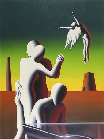 Mark Kostabi Los Angeles 1960 "So soft this morning, ours" olio su tela anno...