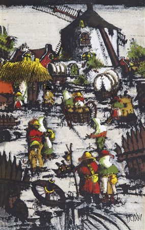 Gennaro Picinni Bari 1933 olio su tavola cm 41,5x26 firmato in basso a destra...